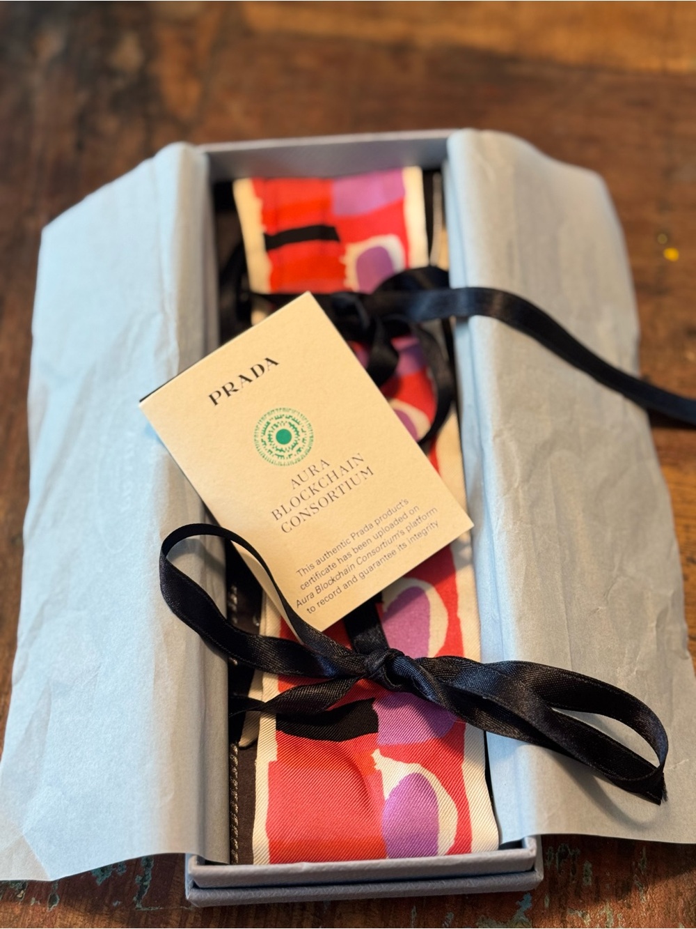 Prada Silk Pocket Square in Red, Pink & Purple Abstract Print